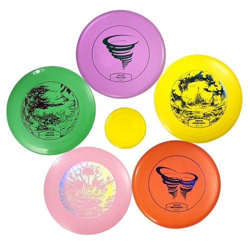 VEVOR Disc Golf Set, 5 PCS Beginners Flying Discs, Disc Golf Starter Set for Full-Body Strength Training, with Putter, Mid-Range, Driver, Mini Marker,