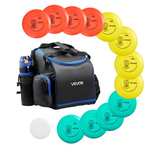 VEVOR Disc Golf Set, 12 PCS Flying Discs for Beginners, Disc Golf Starter Set, with Putter, Mid-Range, Driver, Including Mini Marker, Portable Backpac