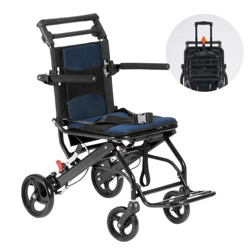 VEVOR Wheelchair Aluminum Alloy Transport Chair Foldable 40 cm W Seat 99.8 kg