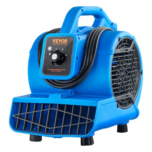 VEVOR Floor Blower, 1360 RPM 600 CFM, Air Mover for Drying and Cooling, Portable Carpet Dryer Fan with 4 Blowing Angles,3-Speeds Adjustment, for Janit