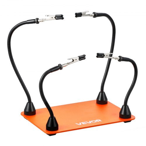 VEVOR Magnetic Helping Hands Soldering Station, 4 Flexible Arms Third Hand Tool, with Alligator Clips & Non-Slip Heavy-Duty Steel Base, Soldering Help