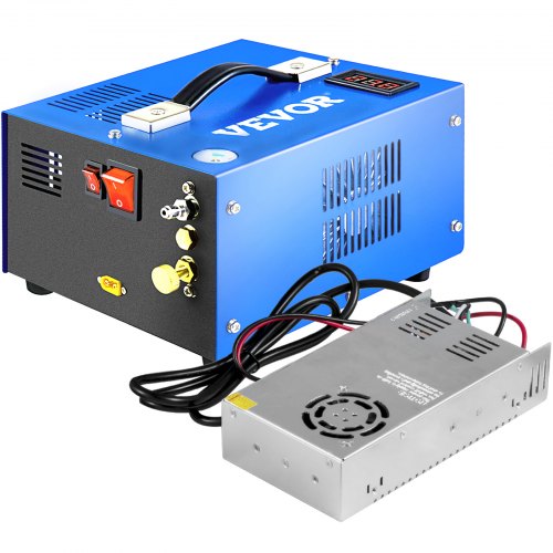 VEVOR PCP Air Compressor, 4500PSI Portable PCP Compressor, 12V DC-110V AC PCP Airgun Compressor Manual-stop, with External Power Adapter, Built-in Fan