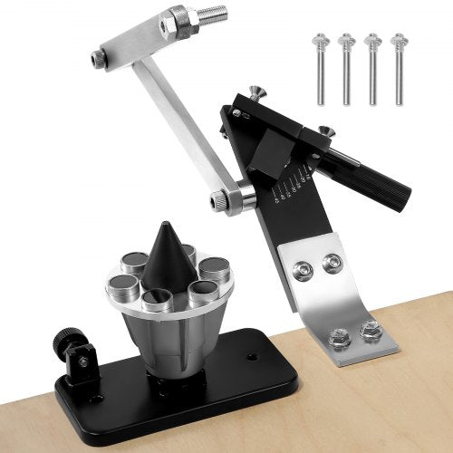 VEVOR Lawn Mower Blade Sharpener and Balancer, 15° - 45° Adjustable Lawnmower Blade Sharpening Tool with 4 Adapter Pins, Ball Bearings & 25mm Enlarged