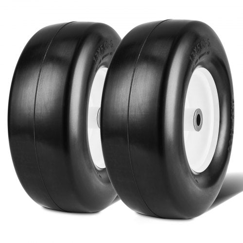 VEVOR Lawn Mower Tires with Rim, 13x5-6" Tubeless Tractor Tires, 2-Pack Tire and Wheel Assembly, Flat-free PU Tires, 3.25"-5.9" Centered Hub, 3-4" Bus