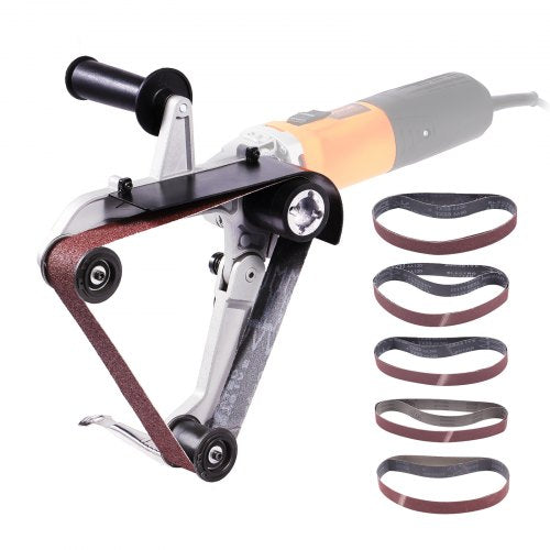 VEVOR Belt Sander Adapter for Angle Grinder, Pipe or Tube Sanding Attachment with 5-8-11" Imperial Thread and 10PCS Sanding Belts, Belt Sander Attachm