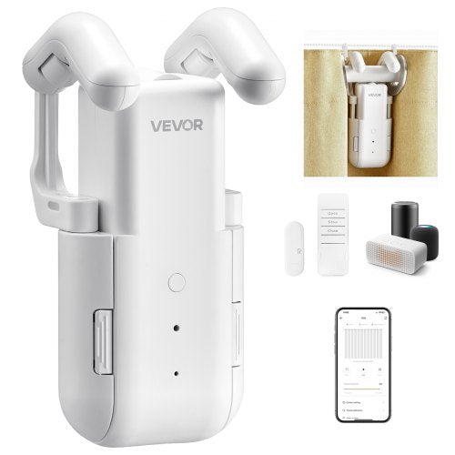 VEVOR Automatic Curtain Opener, APP and Remote Control, Hub Included, Electric Smart Curtain Opener Compatible with Alexa and Google Home, Timed Openi