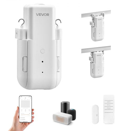 VEVOR Automatic Curtain Opener, APP and Remote Control, Hub Included, Electric Smart Curtain Opener Compatible with Alexa and Google Home, Timed Openi