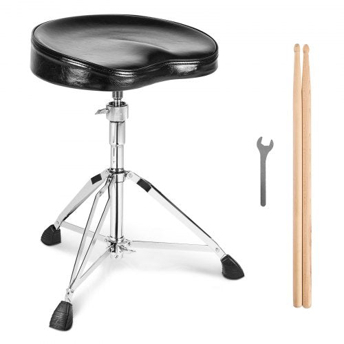 VEVOR Drum Throne, 21.3-26.4 in - 540-670 mm Height Adjustable, Padded Drum Stool Seat with Anti-Slip Feet 5A Drumsticks 500 lbs - 227 kg Maximum Weig