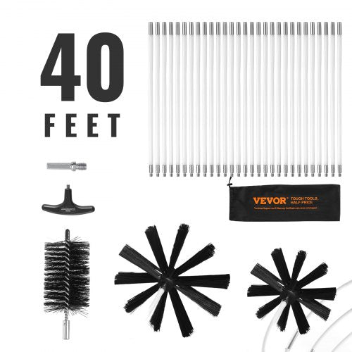 VEVOR 29 Pieces 40 FEET Dryer Vent Cleaner Kit, Include 3 Different Sizes Flexible Lint Trap Brush, Reinforced Nylon Duct Cleaning Dryer Vent Brush, D