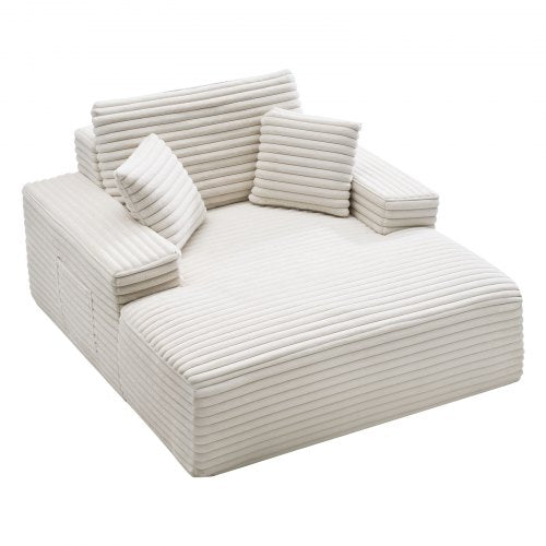 VEVOR Chaise Lounge Chair, 54 in Boneless Chaise Lounge Indoor, Modern Upholstered Oversized Reading Chair with Throw Pillows & Armrests, Sofa Couch D