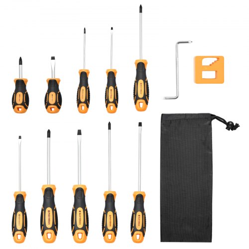 VEVOR Screwdriver Set, 12-Piece Hand Tools Set with Magnetic Tips, Includes 5 Phillips and 5 Flat Head Bits, Z-Type Bit, Professional Repair Tool Kit