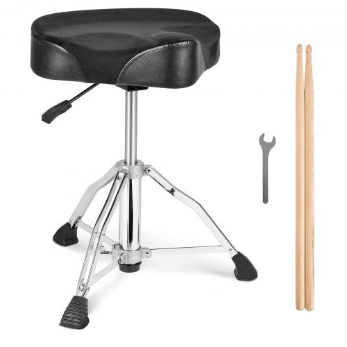 VEVOR Hydraulic Saddle Drum Throne, 19.3-25.2 in - 490-640 mm Height Adjustable, Padded Drum Stool Seat with Anti-Slip Feet Drumsticks 500 lbs - 227 k