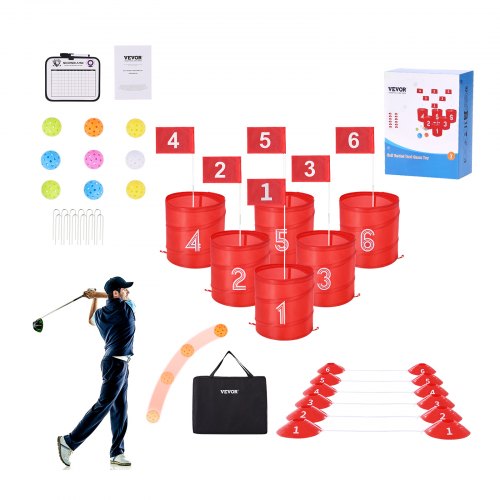 VEVOR Backyard Golf Game, 6 Hole Golf Course, Golf Game Practice Games, Golf Chipping Game for Family, Adults and Kids, Portable Outdoor Yard Golf Gam