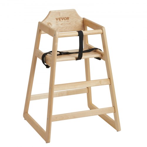 VEVOR Wooden High Chair for Babies & Toddlers, Double Solid Wood Feeding Chair, Eat & Grow Portable High Chair, Easy to Clean Baby Booster Seat, Compa