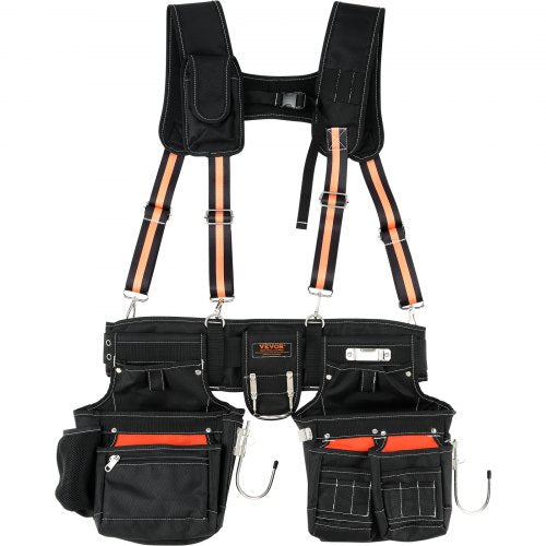 VEVOR Tool Belt with Suspenders, 29 Pockets, 29-54 inches Adjustable Waist Size, Tool Belts for Men, 1680D Polyester Heavy Duty Carpenter Tool Pouch f