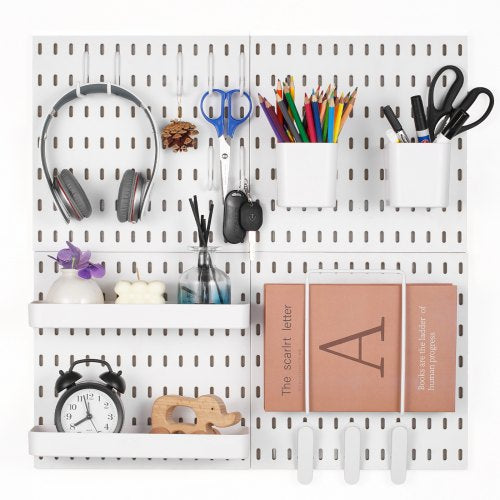VEVOR Pegboard Combination Kit, 11" x 11" Plastic Pegboard, 4 Panels, Peg Board Wall Organizer Kit with Accessories, for Garage Tool Storage Kitchen L