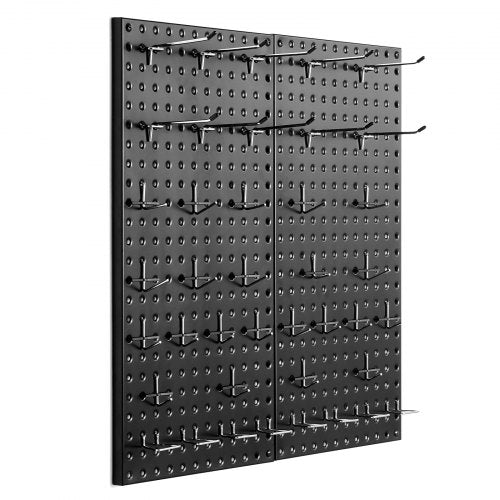 VEVOR Metal Pegboard Panels, 24" x 12" Pegboard, 2 Panels, Heavy Duty Peg Board Wall Organizer with Accessories, for Living Room Garage Tool Storage O