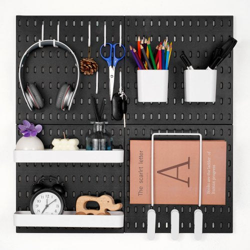 VEVOR Pegboard Combination Kit, 280 x 280 mm Plastic Pegboard, 4 Panels, Peg Board Wall Organizer Kit with Accessories, for Garage Tool Storage Kitche