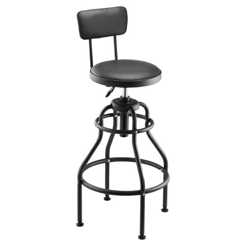 VEVOR Shop Stool with Backrest, Pneumatic Garage Seat-Work Stool with 300 lbs Capacity, Adjustable Height Roller Creeper Seat, 360° Swivel Padded Work