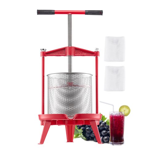 VEVOR 3.69 Gal-14L Fruit Wine Press, Stainless Steel Basket with Cross-beam and Triangular Structure, Manual Juice Maker, Cider Apple Grape Tincture M