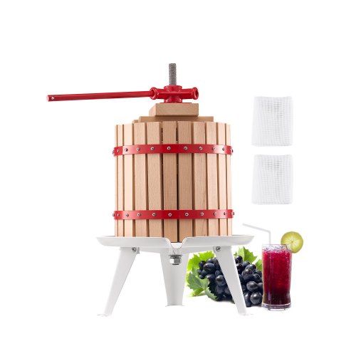VEVOR 3.2 Gal-12L Fruit Wine Press, Solid Wood Basket with 8 Blocks, Heavy Duty Manual Juice Maker, Cider Apple Grape Tincture Honey Olive Oil Making