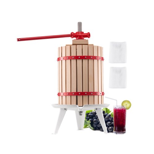 VEVOR 4.75 Gal-18L Fruit Wine Press, Solid Wood Basket with 8 Blocks, Heavy Duty Manual Juice Maker, Cider Apple Grape Tincture Honey Olive Oil Making