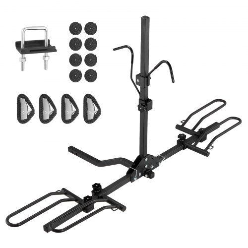 VEVOR Hitch Mount Bike Rack, 2-Bike Platform Style, 80 LBS Max Capacity Bike Rack Hitch for 1.25--2-inch Receiver, Titling and Folding Bike Carrier wi