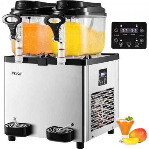 VEVOR Commercial Slushy Machine, 6 L x 2 Tanks 50 Cups Margarita Machine, 700W 110V Stainless Steel Smoothie Frozen Drink Maker, Perfect for Supermark