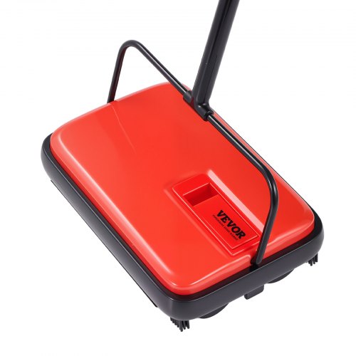 VEVOR Carpet Sweeper Manual, Floor Sweeper with 300 ml Dustbin Capacity Easy to Empty, 17 cm Cleaning Width for Home Office Carpets Pet Hair Dust, Red