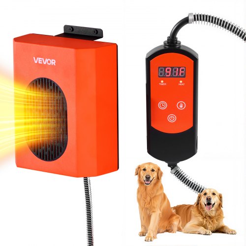 VEVOR Dog House Heater, 800W Pet Heater House with Overheat Protection, Adjustable Temperature & 24H Timer, Portable Electric Warmer with Anti-Bite Co