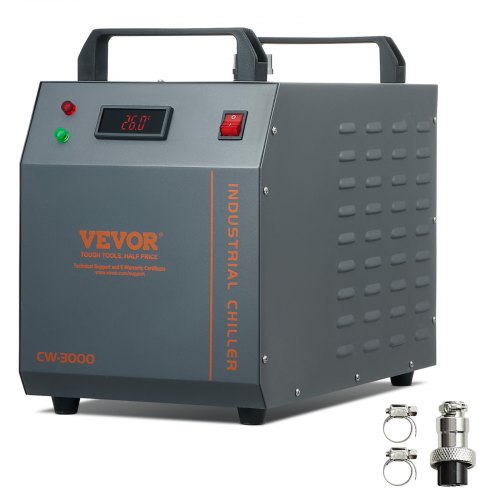 VEVOR Industrial Water Chiller, CW-3000, 80W Air-Cooled Industrial Water Cooler Cooling System with 12 L Water Tank Capacity 12 L-min Maximum Flow Rat