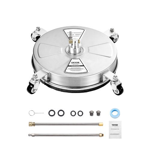 VEVOR 16.5" Pressure Washer Surface Cleaner, Stainless Steel Pressure Washer Attachments with 4 Wheels, 4000 Max PSI, 1-4 Quick Connector, 2 Spray Noz