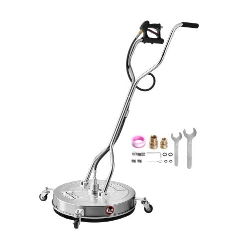 VEVOR 24" Pressure Washer Surface Cleaner, Stainless Steel Pressure Washer Attachments with 4 Wheels, 4000 Max PSI, 3-8 Quick Connector, 2 Spray Nozzl