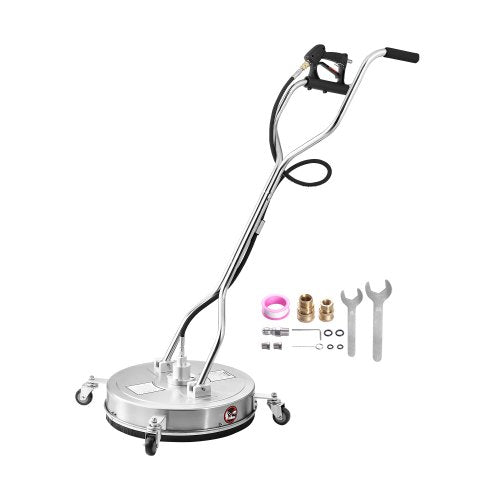 VEVOR 20" Pressure Washer Surface Cleaner, Stainless Steel Pressure Washer Attachments with 4 Wheels, 4500 Max PSI, 3-8 Quick Connector, 2 Spray Nozzl