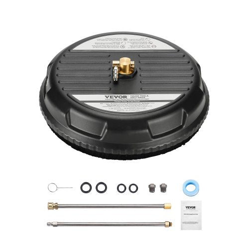 VEVOR 15" Pressure Washer Surface Cleaner, Plastic Pressure Washer Attachments with 4 Wheels, 4000 Max PSI, 1-4 Quick Connector, 2 Spray Nozzles, 2 Ex