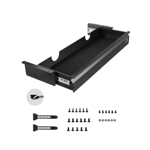 VEVOR 26" Wide Under Desk Drawer Slide Out, Under Desk Mounted Pull-out Drawer Attachment, Hidden Desktop Storage Organizer, Under Table Pencil Drawer