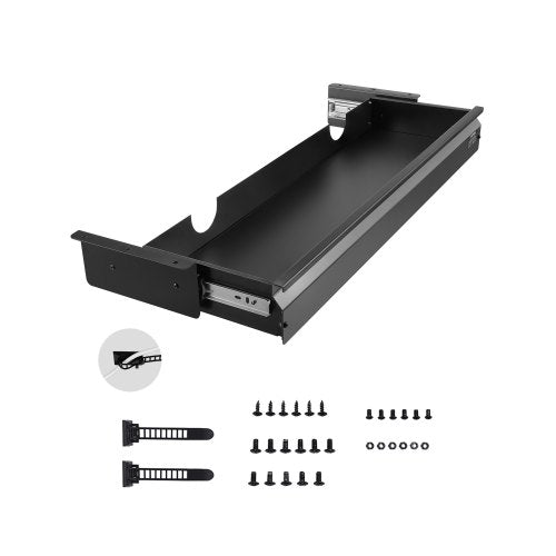 VEVOR 33" Wide Under Desk Drawer Slide Out, Under Desk Mounted Pull-out Drawer Attachment, Hidden Desktop Storage Organizer, Under Table Pencil Drawer