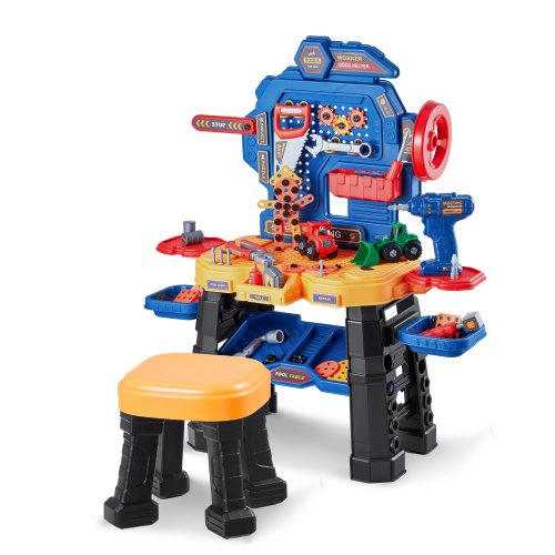 VEVOR Kids Workbench, 181 pcs, Kids Tool Bench with Realistic Tools and Electric Drill, Pretend Play Construction Workbench Toys for Toddlers, Toddler