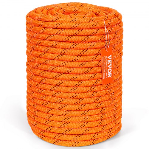 VEVOR Dual-Weave Polyester Cord, 1-2 inch x 220 feet, 48-Strand, 8000 LBS Tensile Strength, Multi-Use Outdoor Rope for Camping, Swinging, Rappelling,
