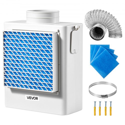 VEVOR 3-in-1 Indoor Dryer Vent Kit,Premium ABS Material Fits 4 inch Exhaust Port, Smart Overheating Reminder Exhaust Hood & Easy-to-Detach Mesh Cap &