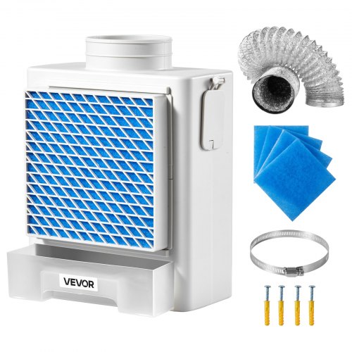 VEVOR 3-in-1 Indoor Dryer Vent Kit,Premium ABS Material with Water Drawer Fits 4 inch Exhaust Port, Smart Overheating Reminder Exhaust Hood & with 4 P