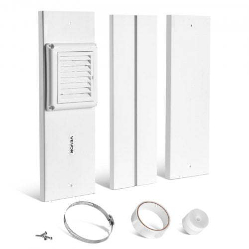VEVOR Dryer Vent Window Kit, Fits 101.6 mm Exhaust Hoses, Adjustable Length for Adapts Sliding Windows of Different Heights, Sturdy PVC and PP Materia