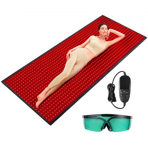 VEVOR Red Light Therapy Mat for Full Body, 1280PCS 3-Chip LED Light Therapy Pad & Controller, 10-40Hz Pulse, 10-90 Min Timer, 660nm Red & 850nm Near I