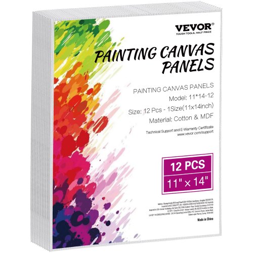 VEVOR Canvas Boards for Painting, 11 x 14 Inch White Canvases for Painting, 12 Pack Painting Canvas Panels for Sketching, Acrylic and Oil Painting, Wa