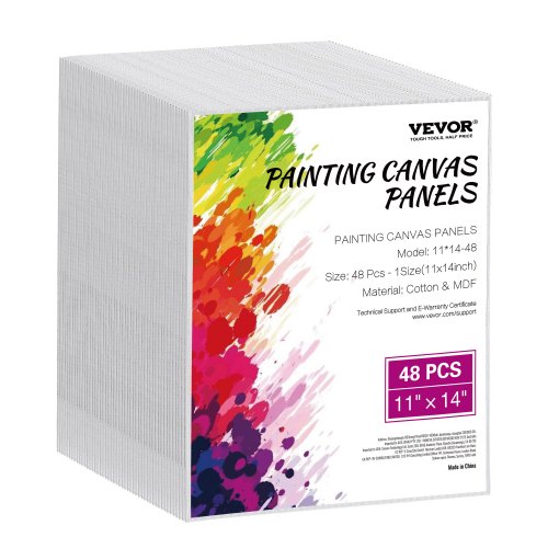 VEVOR Canvas Boards for Painting, 11 x 14 Inch White Canvases for Painting, 48 Pack Painting Canvas Panels for Sketching, Acrylic and Oil Painting, Wa