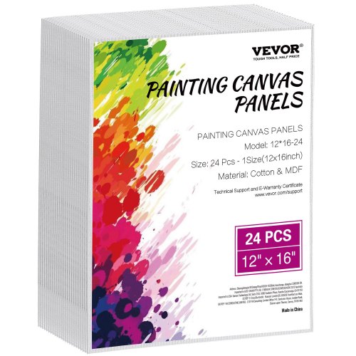 VEVOR Canvas Boards for Painting, 12 x 16 Inch White Canvases for Painting, 24 Pack Painting Canvas Panels for Sketching, Acrylic and Oil Painting, Wa