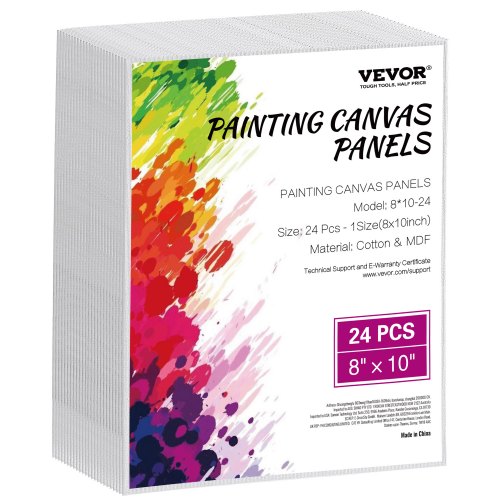 VEVOR Canvas Boards for Painting, 8 x 10 Inch White Canvases for Painting, 24 Pack Painting Canvas Panels for Sketching, Acrylic and Oil Painting, Wat