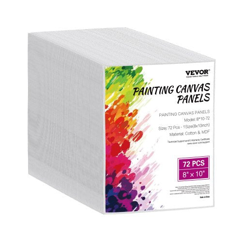 VEVOR Canvas Boards for Painting, 8 x 10 Inch White Canvases for Painting, 72 Pack Painting Canvas Panels for Sketching, Acrylic and Oil Painting, Wat
