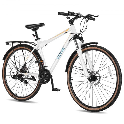 VEVOR Hybrid Bike, Lightweight Aluminum Frame Bike, 700c Wheel Men Women Hybrid Bicycle, Step-Over Adult Urban City Commuter Bikes, with 24-Speed Shim