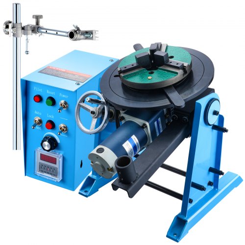VEVOR Rotary Welding Positioner 50KG, 0-90° Welding Positioning Turntable Table 0.5-6RPM 120W, with 12.4 Inch 3-Jaw Lathe Chuck & Welding Torch Stand